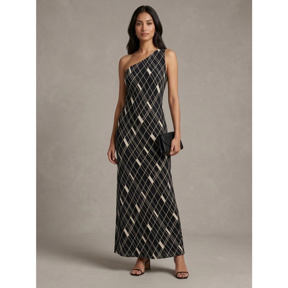 Lauren Ralph Lauren Sabile Row Black & White Geometric Maxi Sz 8